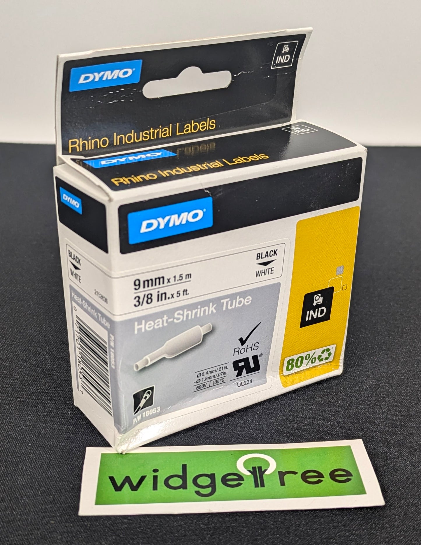 DYMO Rhino Black on White Heat Shrink Tube Label - 18053 /  New