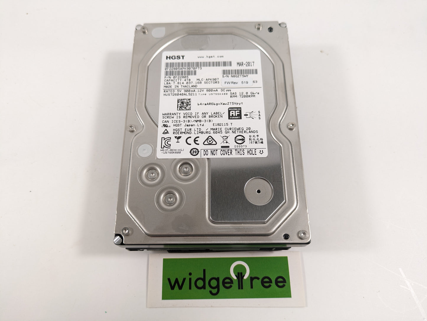 HGST Ultrastar 7K6000 3.5" 4TB Hard Drive - HUS726040AL5211 /  Used