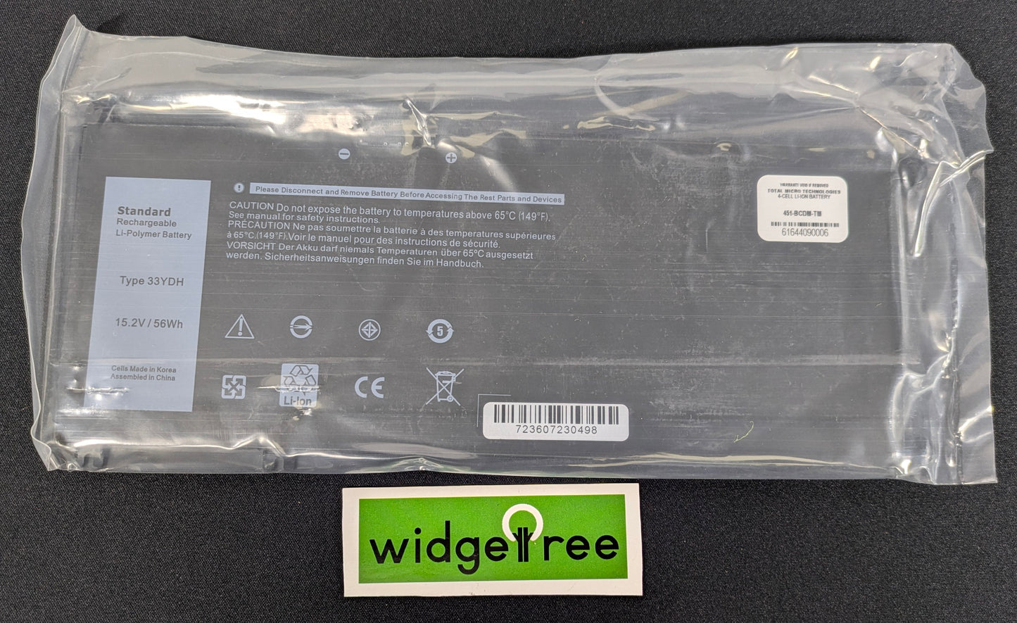 Total Micro Dell OEM 4-Cell 56WHr Li-Ion Laptop Battery - 451-BCDM-TM /  New